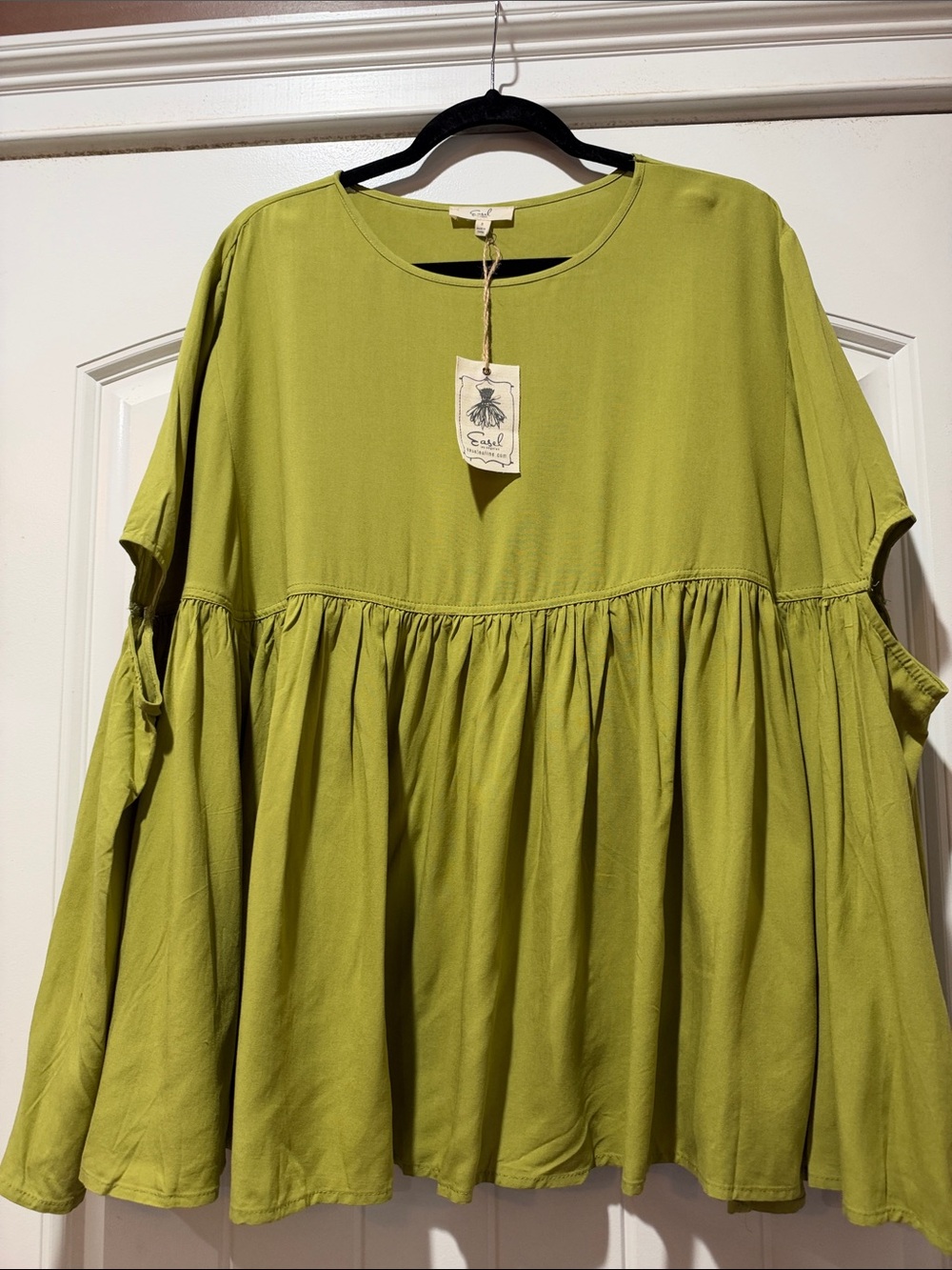 easel Olive Green Ruffle Swing Tunic